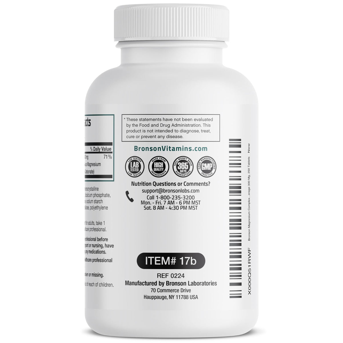 Bronson Triple Magnesium Complex Maximum Coverage 300mg - Non-GMO Formula, 250 Tablets Bronson buy supplements Au
