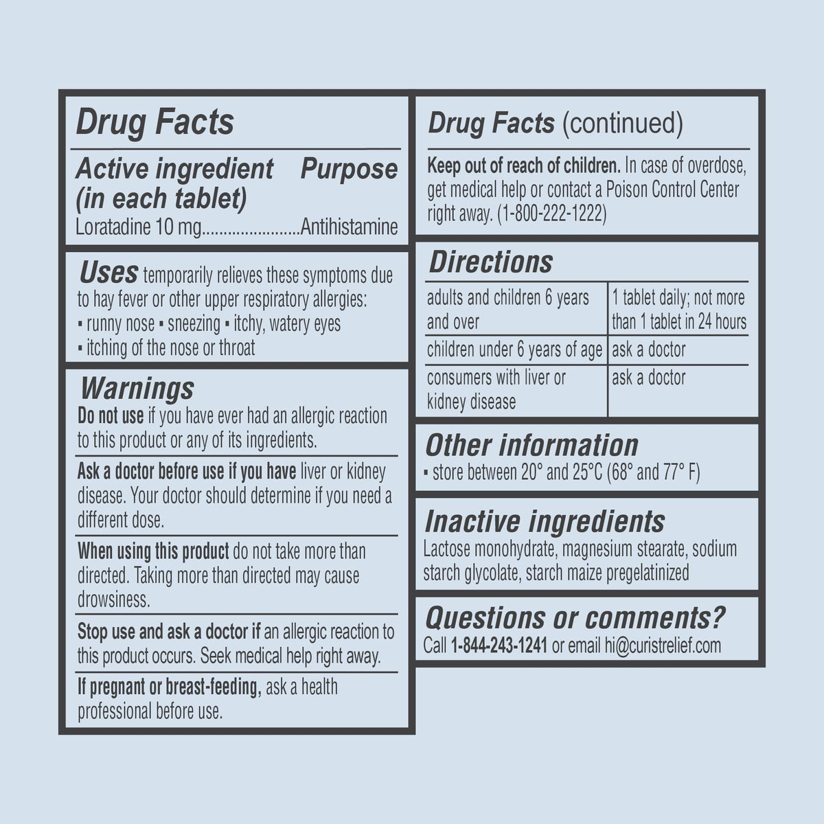 Curist Loratadine 10mg 365 Count - All Day Non Drowsy Allergy Medicine - 24 Hour Antihistamine Tablets for Runny Nose, Itchy Eyes, & Sneezing - Indoor & Outdoor Allergy Medicine for Adults Curist buy supplements Au