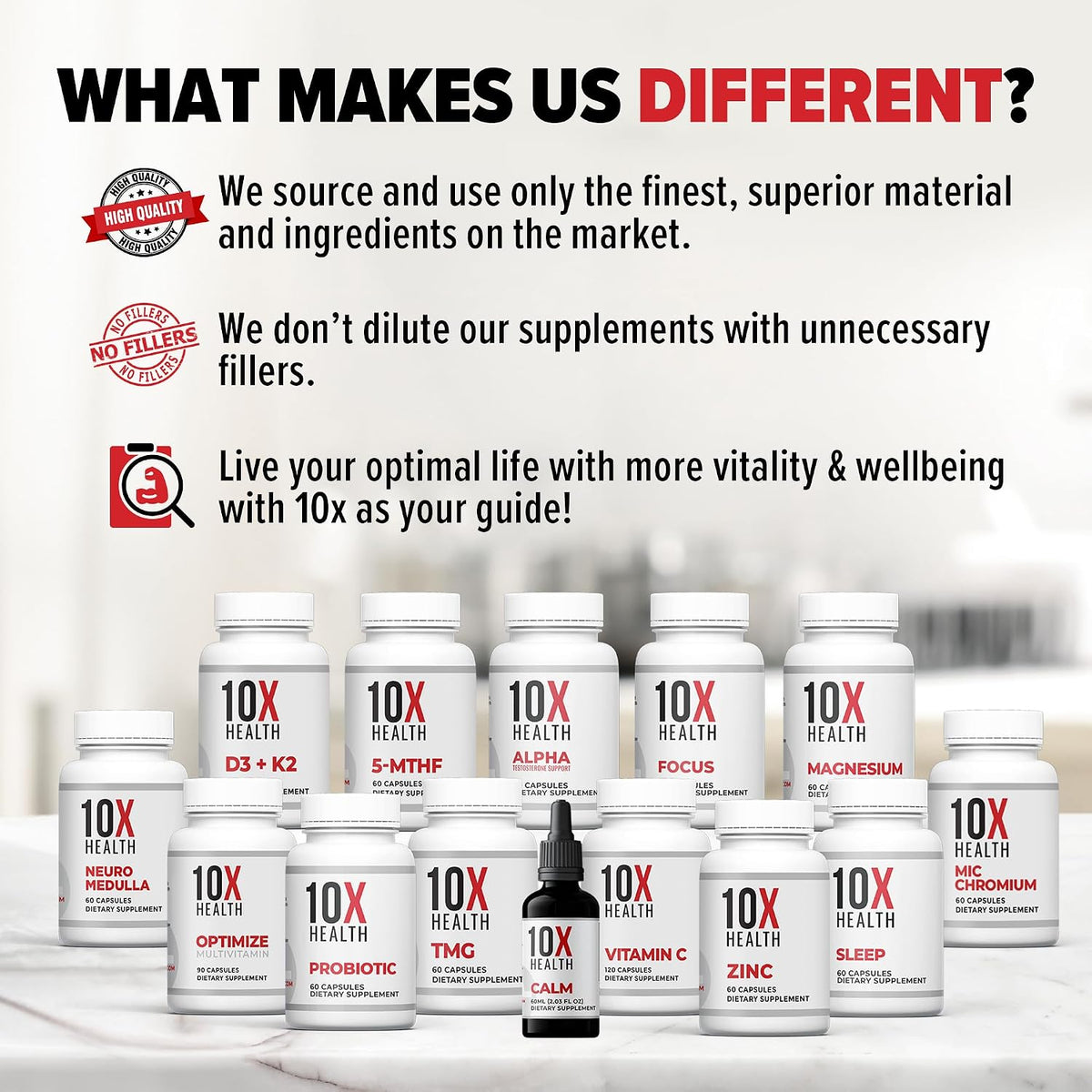10X Health Magnesium Oxide Supplement, Sleep & Muscle Support, 60 Capsules | Magnesium for sleep support, relaxation support, muscle function, recovery support, and balanced nervous system*