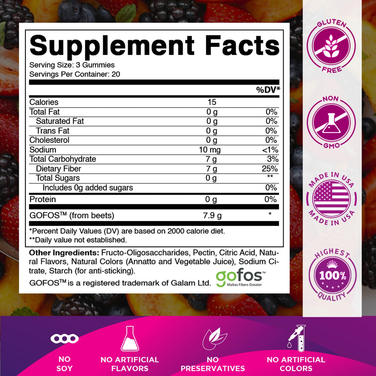 Vitamatic Prebiotic Fiber Gummies for Adults – 2 Pack (Total 120 Gummies) 7g Fiber per Serving | Extra Strength | Zero Sugar Added | Pectin-Based - PrimeBioHealth - canada supplements