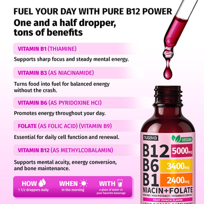 (2 Pack) Vitamin B12 and B6 Liquid Drops, B12 Sublingual Vitamin B Complex - B 12 Vitamin 5000mcg - B12 Methylcobalamin for Energy, Brain, and Heart Support - PrimeBioHealth - canada supplements