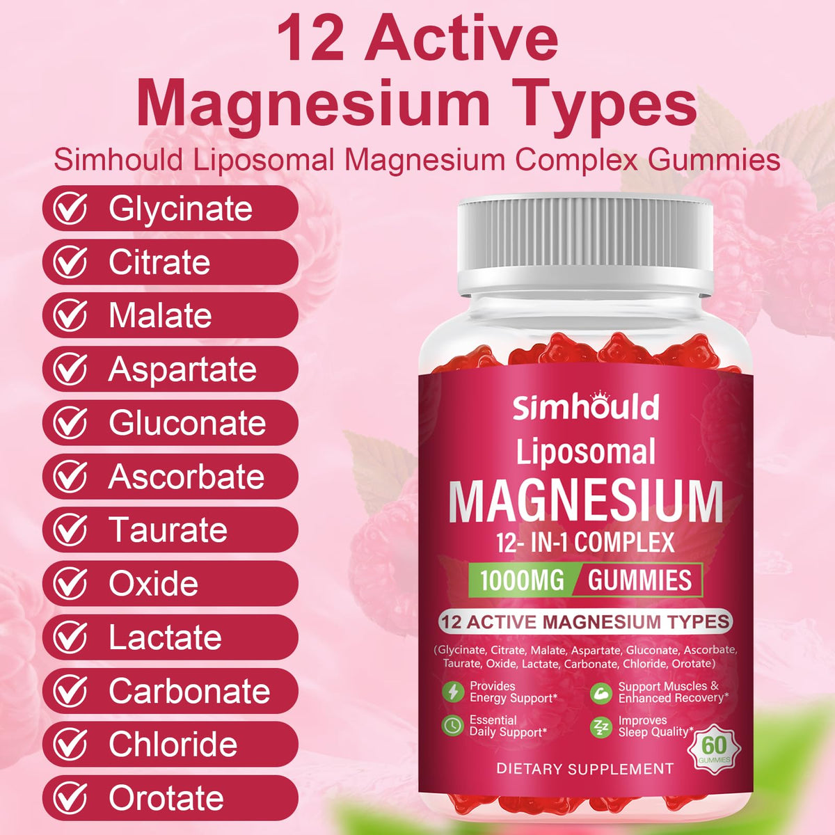 2 Packs Liposomal Magnesium Complex Gummies-as 12 Forms of Magnesium Citrate,Glycinate,Malate,Oxide,and More with Vitamin D3, B6,C, Ashwagandha & CoQ10 for Women and Men - PrimeBioHealth - canada supplements