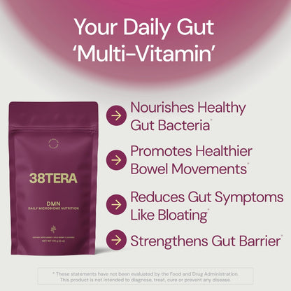 38TERA DMN (Daily Microbiome Nutrition), 6 Oz, Plant-Based Fiber Powder with 3 Different Prebiotics, Helps Digestive & Gut Health, Low FODMAP Supplement, Vegan, Wild Berry Flavor, 30 Servings - PrimeBioHealth - canada supplements