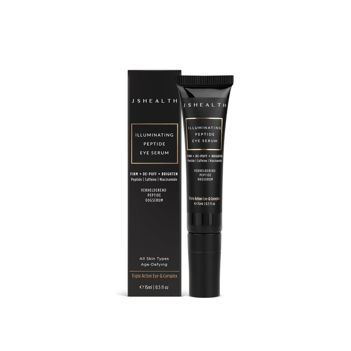 JSHealth Illuminating Peptide Eye Serum. Triple Action Eye-Q Complex with Caffeine, Niacinamide, Eyeseryl Peptide. Firms, De-Puffs, Brightens. Vegan (0.5 fl oz)