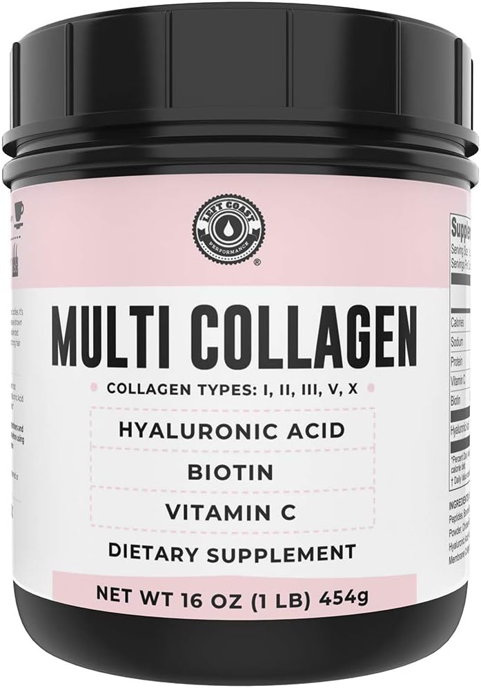 Left Coast Performance Vanilla Bone Broth and Multi Collagen Powder for Joint, Hair, Skin, and Nails Support