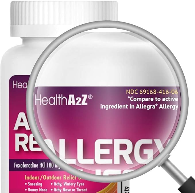 HealthA2Z Fexofenadine Hydrochloride 180mg, Antihistamine for Allergy Relief, 24-Hour Antihistamine for Allergy Relief (120 Count (Pack of 1)) HealthA2Z buy supplements Au