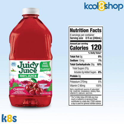 Juicy Juice Cherry 100% Juice Vitamin C No Sugar Added 64 fl oz Plastic Bottle 4 Pack + 15 Sugarcane Disposable Straws by KOOL8SHOP Infinite Deals Juicy Juice buy supplements Au