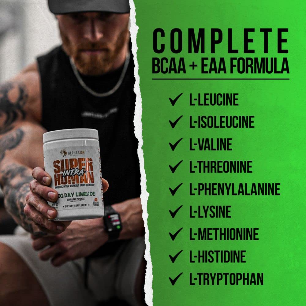 ALPHA LION Superhuman Intra Workout Powder for Men & Women, Amino Acids Drink, Muscle Recovery Supplement, BCAA Powder, Electrolytes & Hydration Mix (42 Servings, Watermelon Grape Candy Flavor)