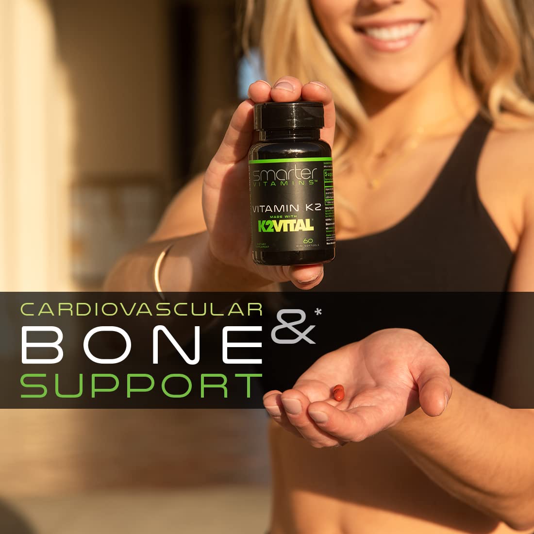 Smarter Vitamin K2 MK7 100mcg, Made with K2VITAL and Kale, 60 Liquid Softgels SmarterVitamins buy supplements Au