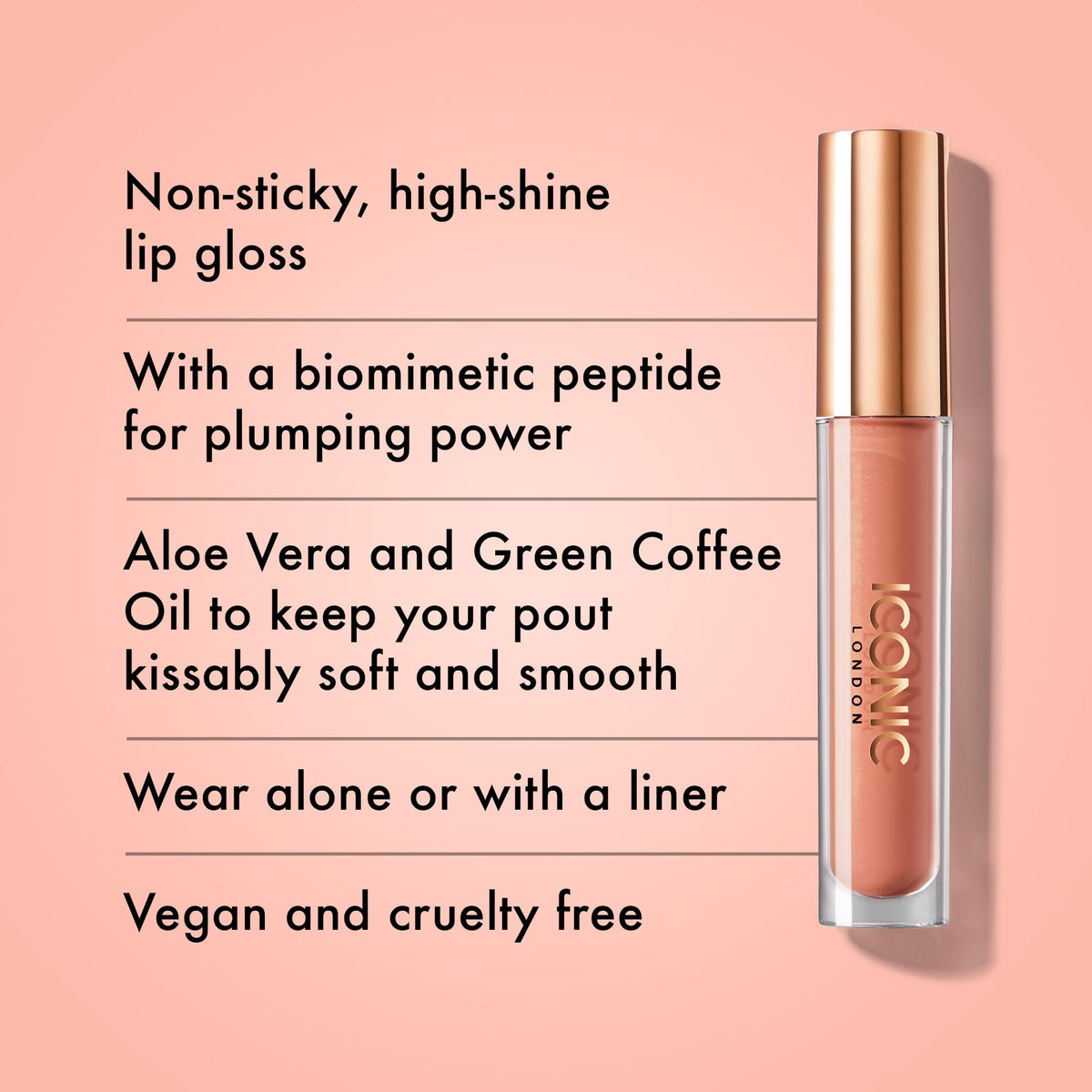 ICONIC LONDON Lip Pumping Gloss | High-Shine, Non Sticky, Lip Gloss infused with Biomimetic Peptide for Voluminous Looking Lips, Cruelty Free, Vegan Makeup, 0.16 Fl oz ICONIC LONDON buy supplements Au