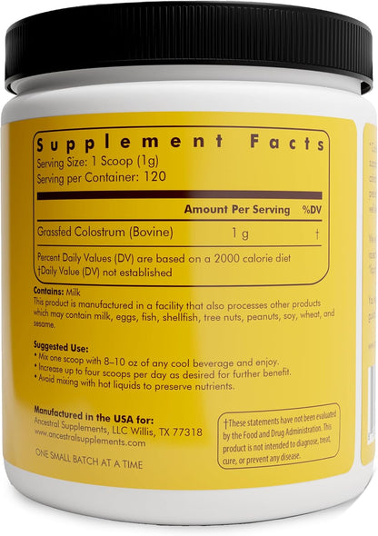 Ancestral Supplements Colostrum Bundle & Greens - Organic Superfood Greens & Reds Blend with Spirulina, Chlorella, Grass Fed Beef Organs, and Probiotics for Gut Health – Grass Fed, Pasture Raised MUL