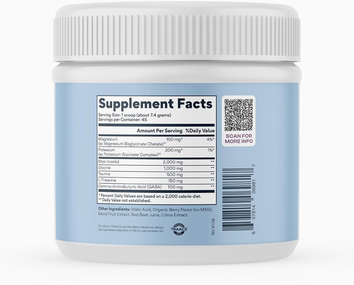 MYOXCIENCE Myo Relax & Calm | Myo-Inositol, L-Theanine, Taurine, Magnesium & GABA | Supports Sleep, Neurotransmitter & Hormone Support (Berry Flavor) (60 Servings)