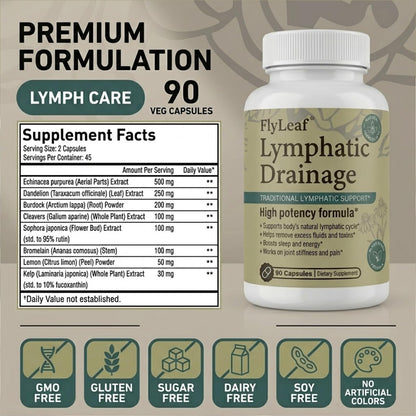 Lymphatic Drainage Capsules - 45-Day Body Reset with 500mg Echinacea & Dandelion - Supports Fluid Balance, Natural Energy & Joint Comfort - Non-GMO, 90 Capsules FLYLEAF buy supplements Au