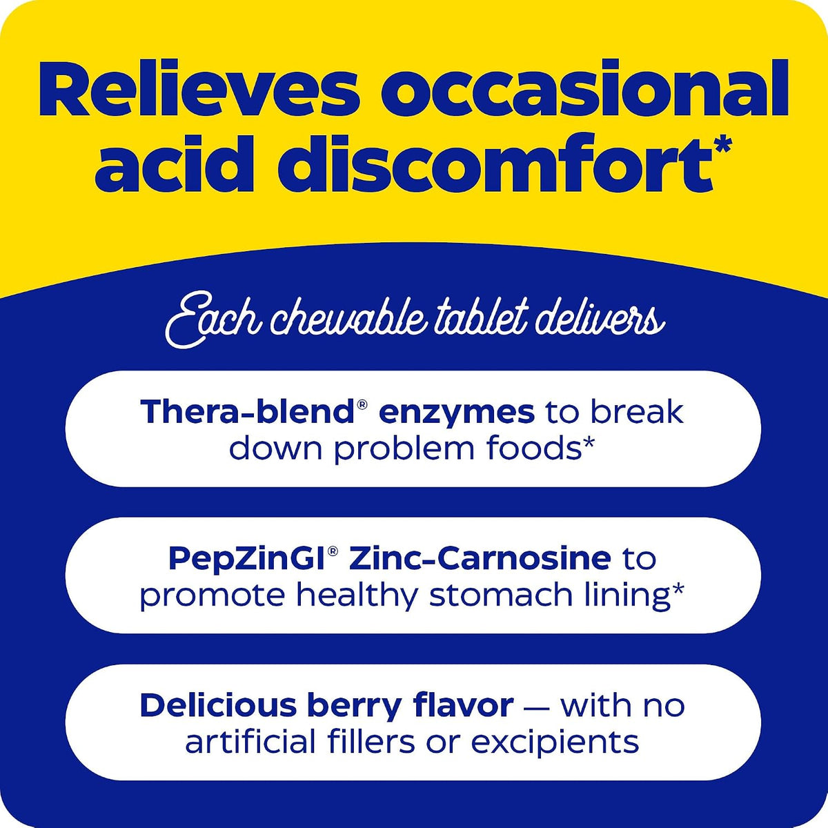 Enzymedica Acid Soothe Chewable Supplement for Women & Men - 60 Tablets