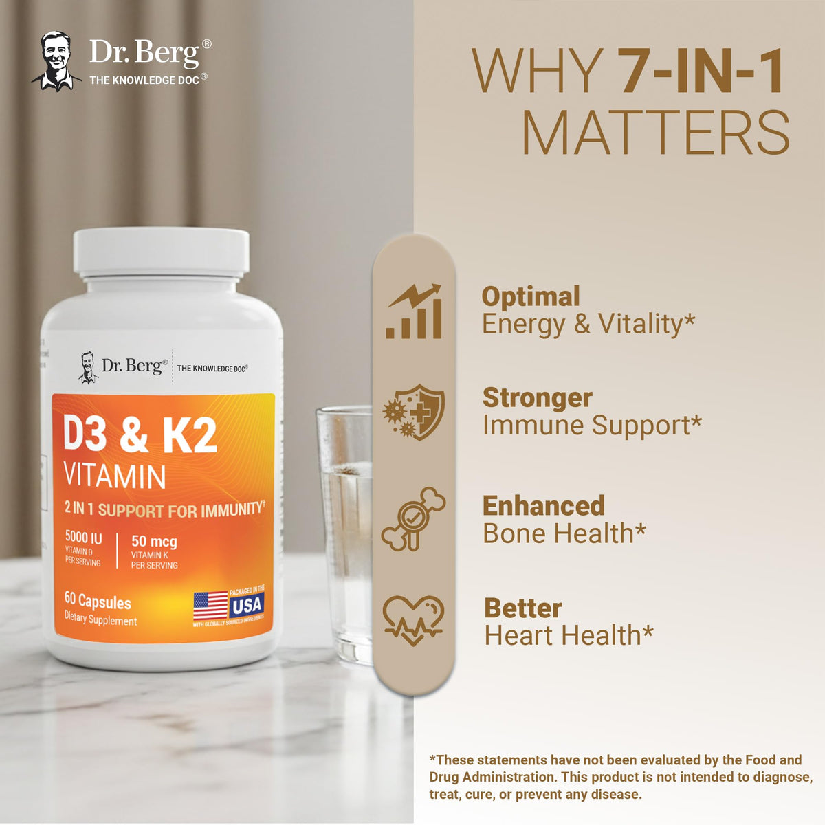 Dr. Berg Vitamin D3 & K2 5,000 IU + MK-7 – 60 Capsules – Immune, Bone & Heart Support* Supplement w/Magnesium, Zinc, B6 – 4X Lab-Tested – No Fillers – Non-GMO, cGMP, Formulated in USA Dr. Berg NutritionalsBuy Supplements Australia