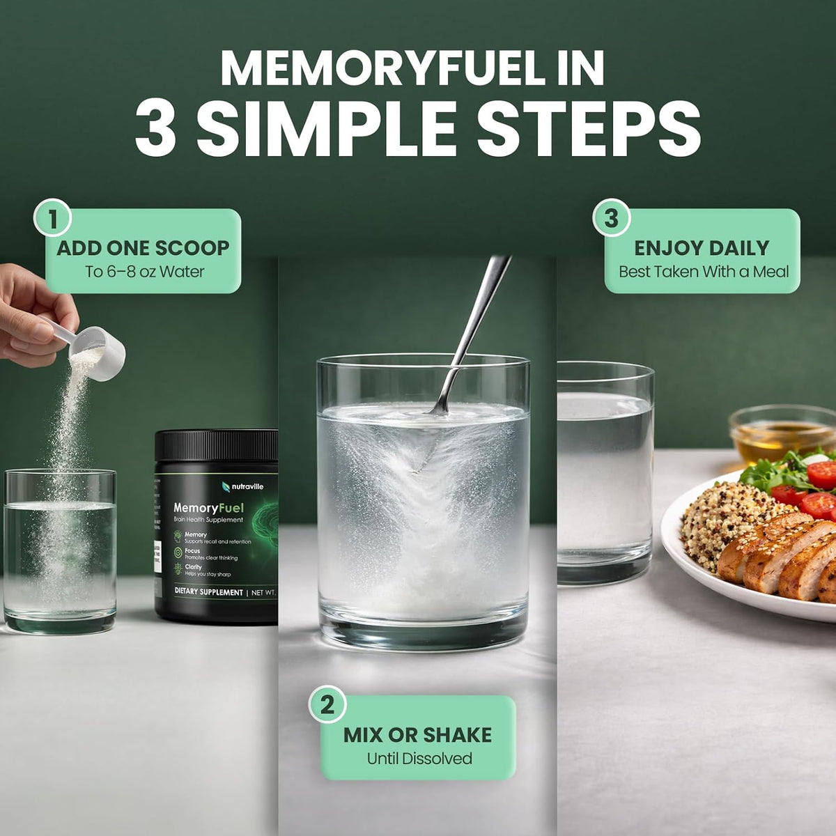 Memory Fuel Creatine Monohydrate Powder for Brain Energy & Focus | 5,000mg Micronized Creatine with L-Theanine, Choline & Magnesium, Cognitive Support for Adults, No Crash, 1 Scoop Daily