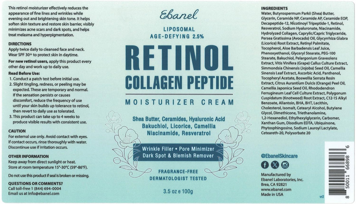Ebanel Bundle of 40% Urea Cream 4.6 Oz, and 2.5% Retinol Moisturizer