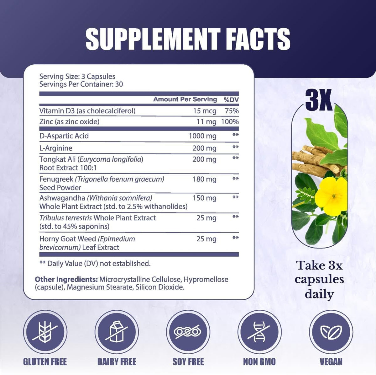 T-Forge | Supplements for Men | Male Energy Support | Tongkat Ali, Folic Acid, L-Arginine, Tribulus Terrestris, Ashwagandha, Fenugreek. 30 Days Supply. 90 Capsules