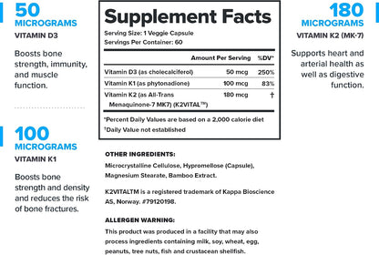 LEGION Vitamin D+K Natural & Effective Formulation - Vitamin D3, K2 & K for Immunity Boost - K1, K2 & D3 Vitamin Supplement to Boost Bone Density and Health - Vitamin K2 & K1 for Heart Support