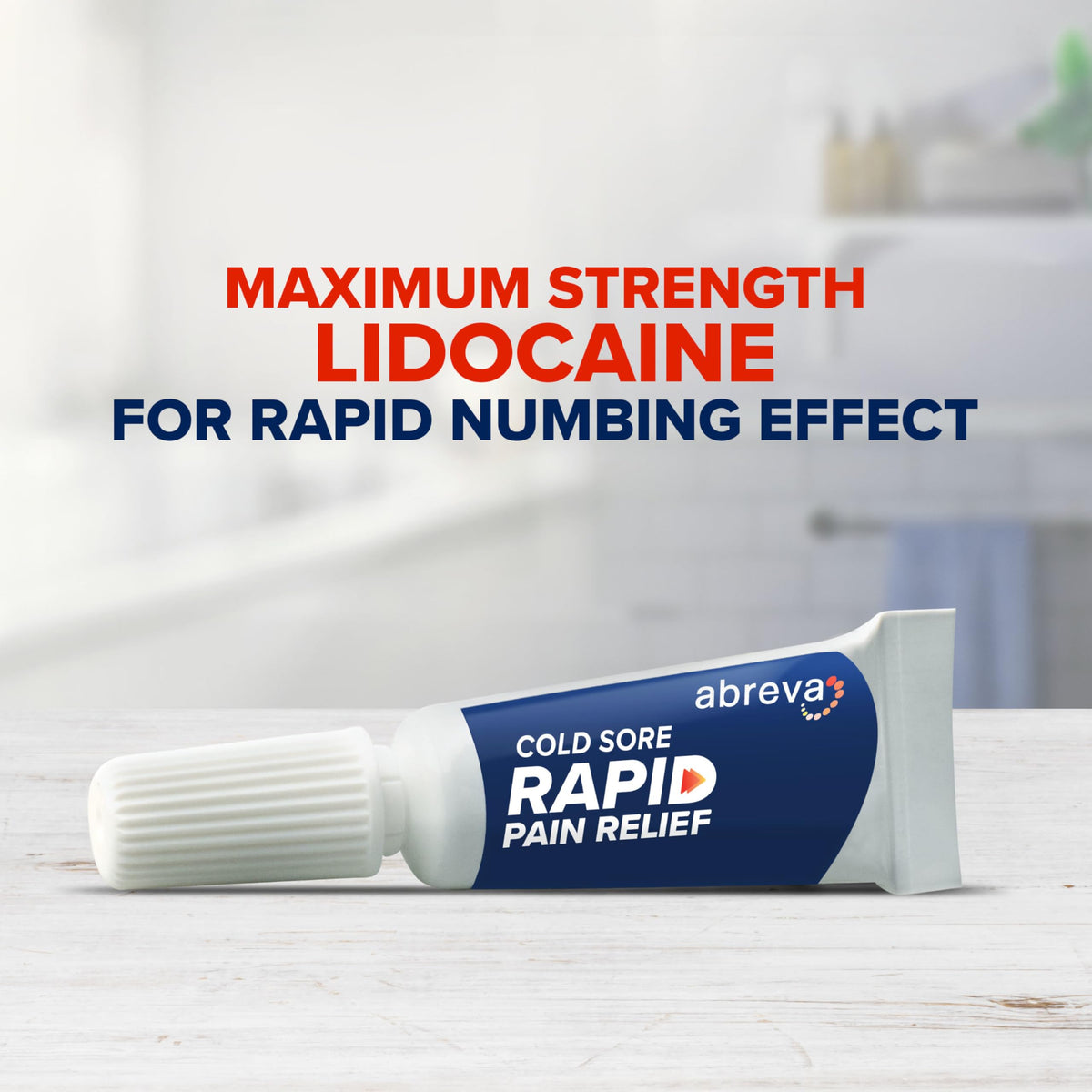 Abreva Cold Sore Treatment Rapid Pain Relief Cream - 1 Tube, 3 Grams