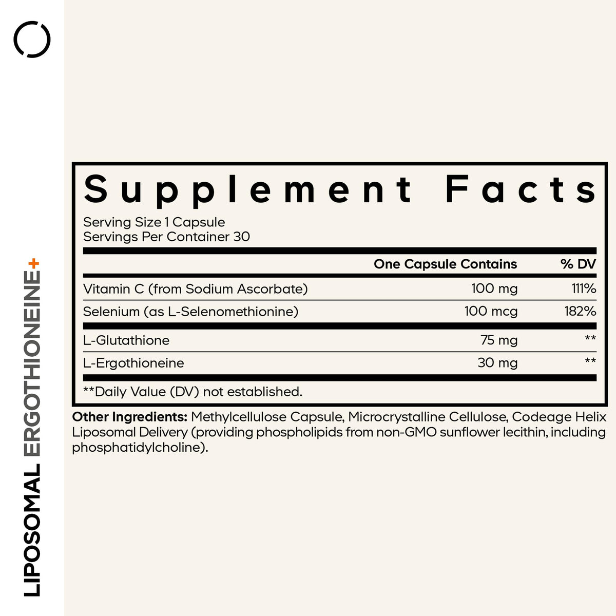 Codeage Liposomal Ergothioneine+ Supplement - L-Ergothioneine, L-Glutathione, Vitamin C, Selenium, Phospholipid Complex - Healthy Aging & Antioxidant - Vegan, Non-GMO, Soy-Free – 30 Capsules CodeageBuy Supplements Australia