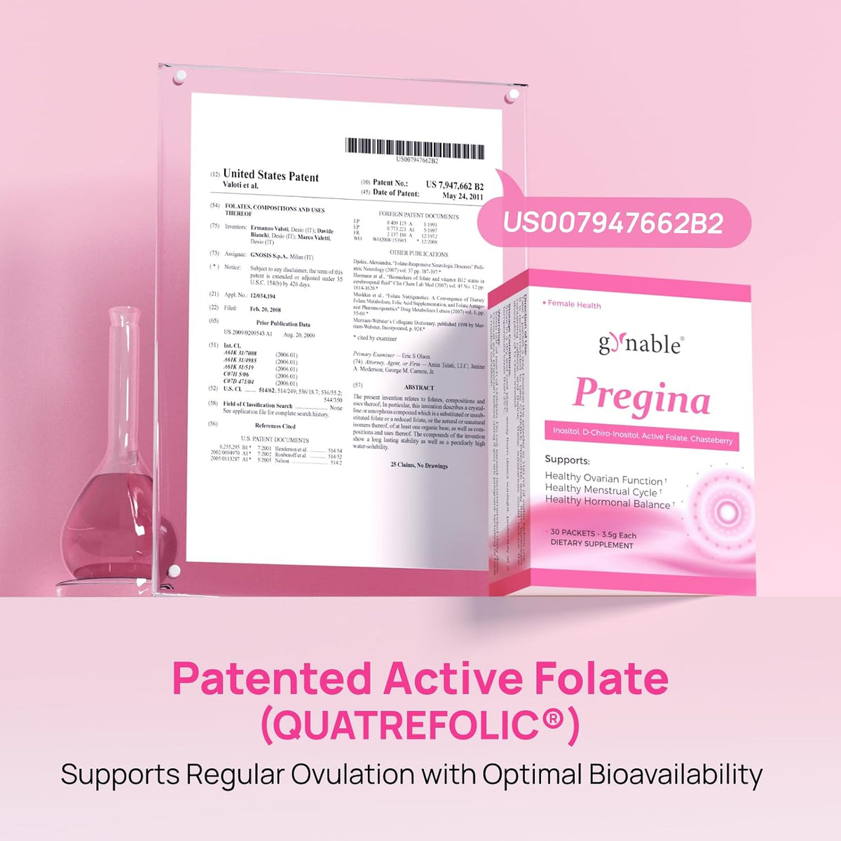 Gynable Pregina Myo-Inositol & D-Chiro Inositol for Women - Original 125:1 Formula, Hormonal Balance & Cycle Wellness, with Chaste Tree & Methylfolate, Powder Sachets, 30 Servings
