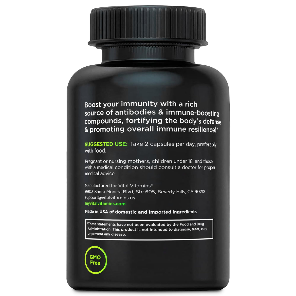 Vital Vitamins Colostrum Supplement - Vitamin C, Zinc, & Selenium - from First Milking - Standardized to Contain 10% IgG Immunoglobulins - Grass-Fed American Cows - 60 Capsules Vital VitaminsBuy Supplements Australia