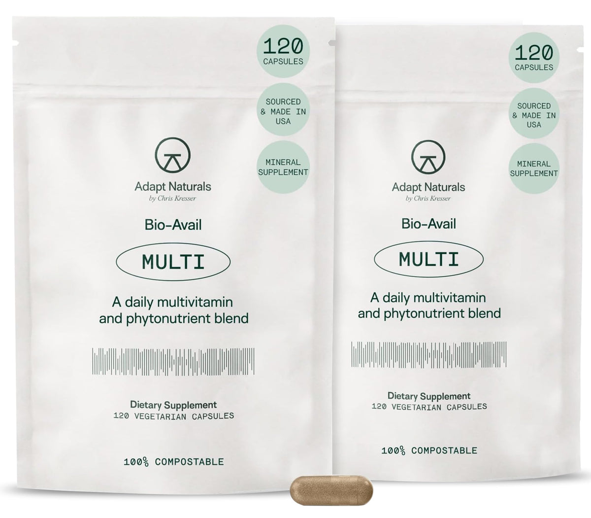 Adapt Naturals Multivitamin for Women & Men, Bioavailable & Easy-to-Absorb | Multivitamin Daily Supplement with Biotin, Niacin, Vitamin A, B, C, D, E, K1, Zinc, Magnesium, Immune Support - 30 Day Supply
