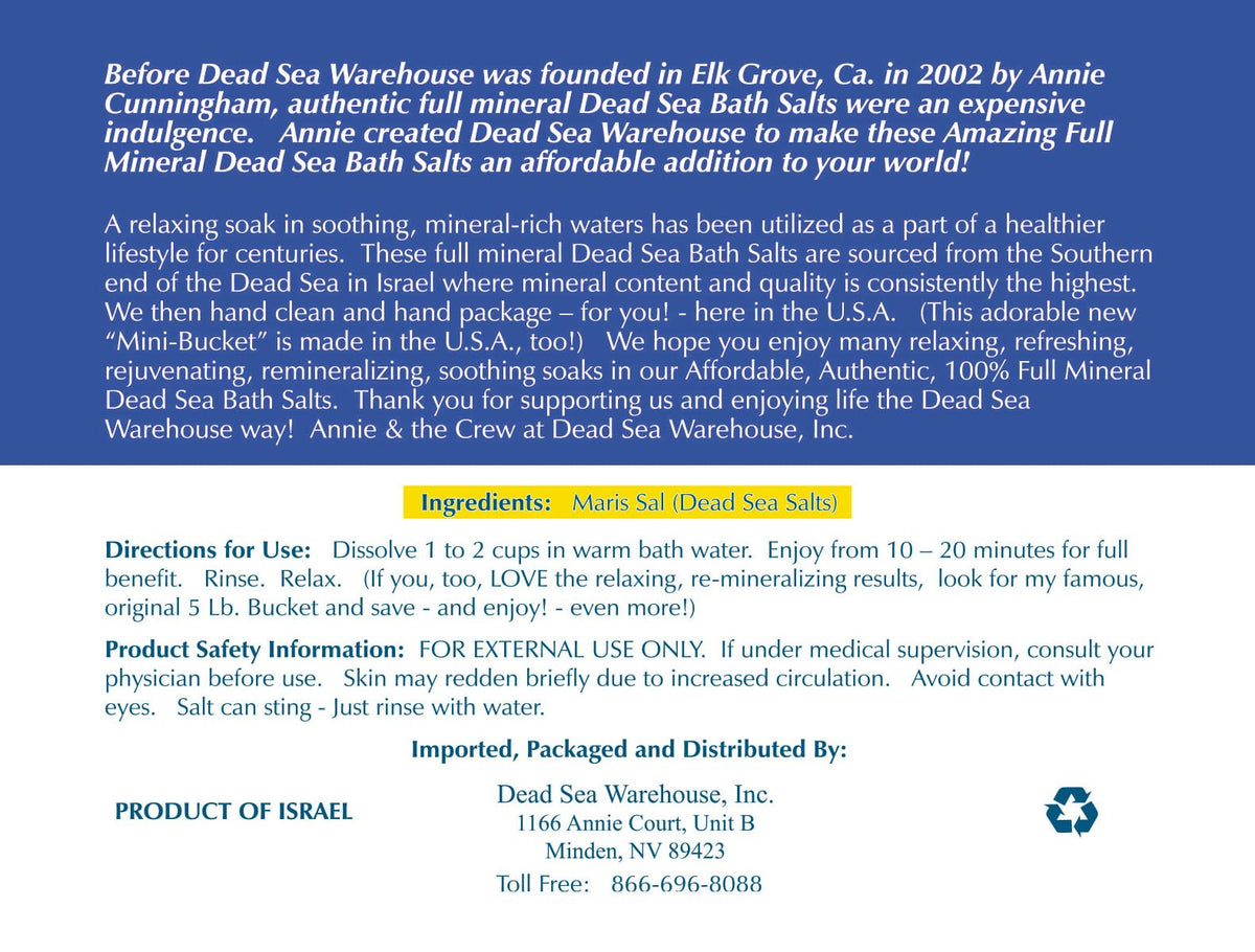 Dead Sea Warehouse-Amazing Minerals Dead Sea Bath Salts,100% Full Mineral Therapeutic Bath Salts, Detoxifying & Moisturizing, Exfoliating for Dry Skin, Unscented(5 lbs)
