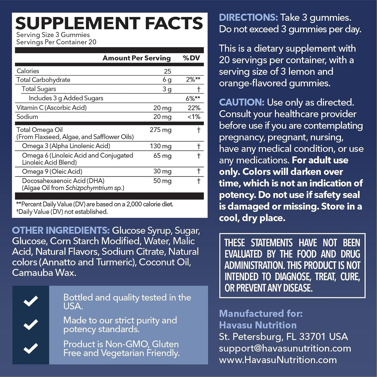 Omega 3 6 9 Gummies with DHA, Plant-Based Omega 3 Gummies for Adults, 60ct | Omega 3 6 9 + DHA Gummies, Fish Oil Alternative for Adults with DHA from Algae, Lemon and Orange Flavors, 20 Servings