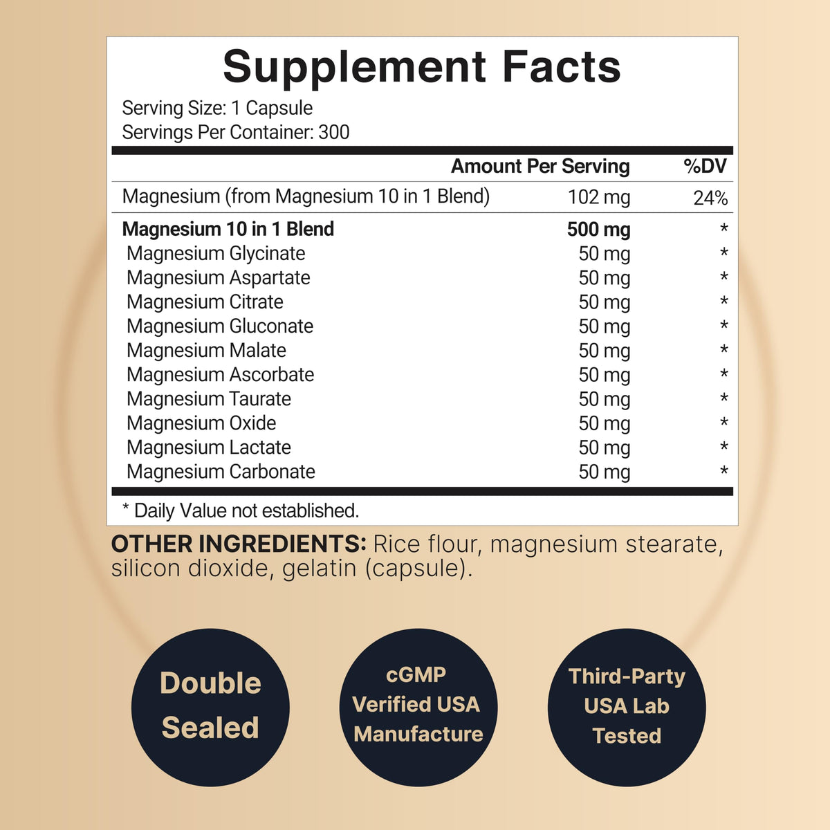 Magnesium Complex 500mg, 300 Capsules | 10-in-1 Magnesium Glycinate, Citrate, Malate & More | Chelated Form for Easy Absorption | Non-GMO NatureBell buy supplements Au