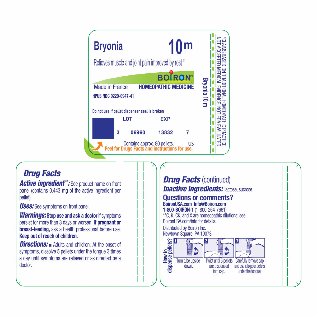 Boiron Bryonia 10M Homeopathic Medicine for Muscle & Joint Pain - 80 Pellets BoironBuy Supplements Australia