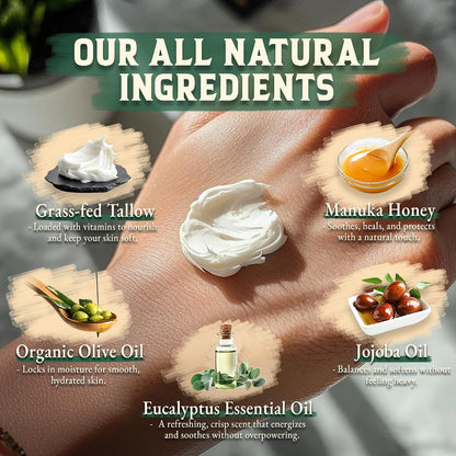 Wrath & Remedy Wagyu Beef Tallow for Cooking (14 oz) & Organic Beef Tallow for Skin - 4 OZ (Eucalyptus)