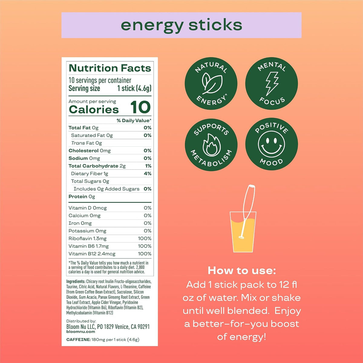 Bloom Energy Sticks Peach Mango and Hydration Sticks Strawberry Lemonade Bundle