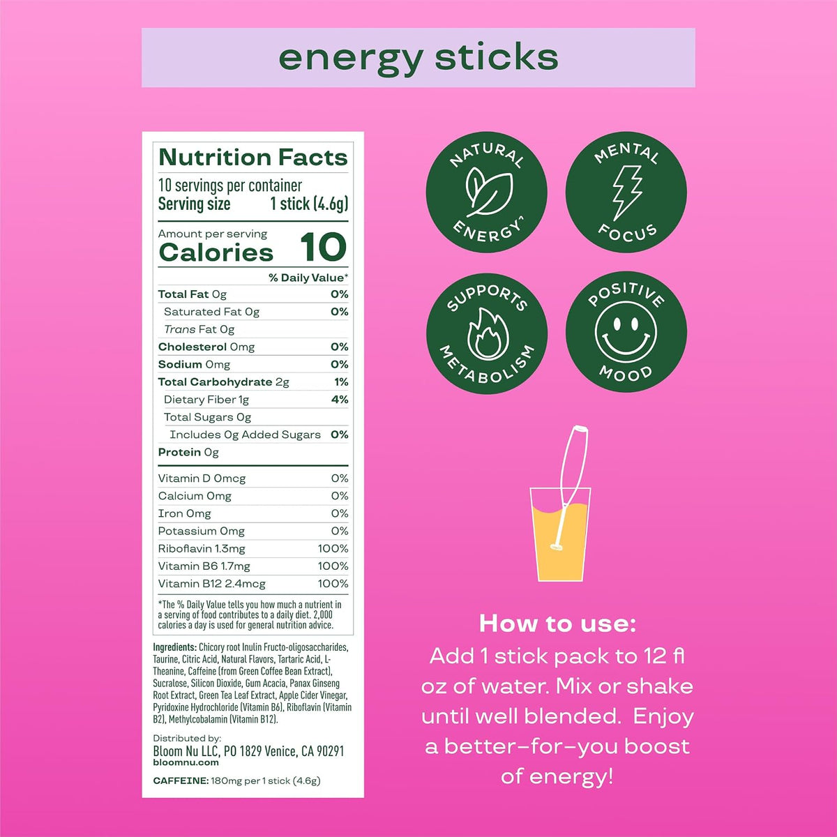 Bloom Energy Sticks RaspberryLemonade and Hydration Sticks Rocket Blast Bundle