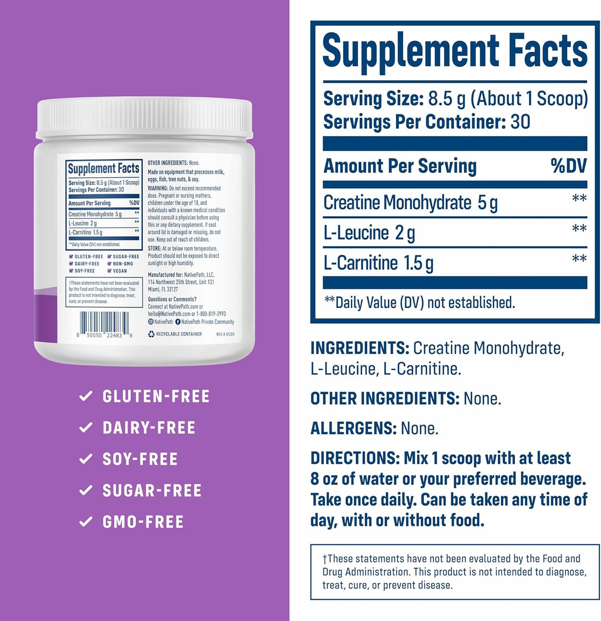 NativePath Complete Protein Vanilla and Creatine Complex Bundle with Shaker Cup