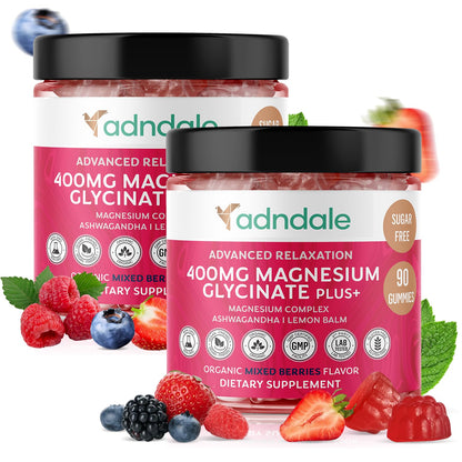 Adndale 180 CT Magnesium Glycinate Gummies 400 mg/Serv with Ashwagandha, Magnesium Malate & Taurate - PrimeBioHealth - canada supplements