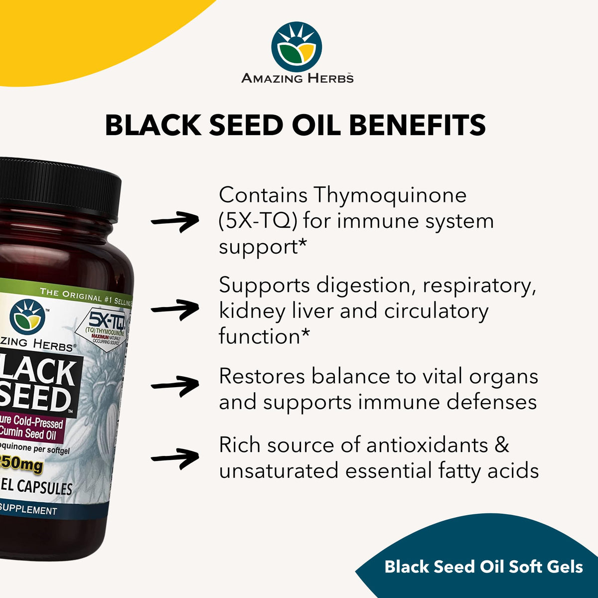 Amazing Herbs Premium Capsules - High Potency, Cold Pressed Nigella Sativa Aids in Digestive Health - PrimeBioHealth - canada supplements