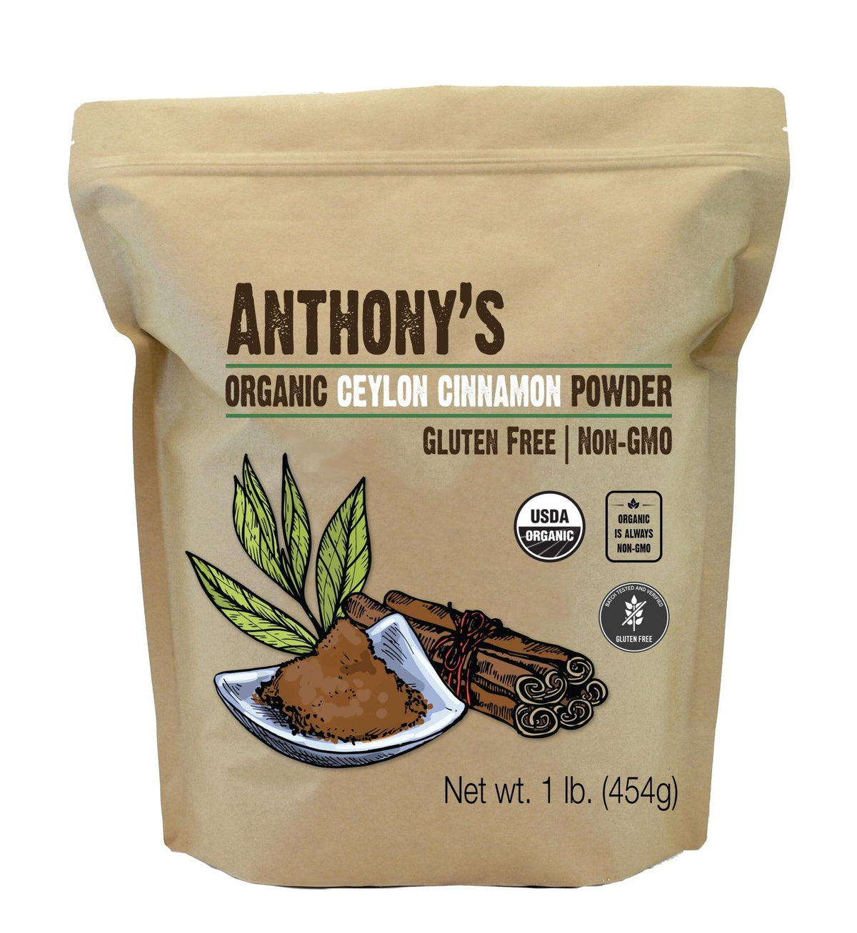 Anthony's Organic Ceylon Cinnamon Powder, 1 lb, Ground, Gluten Free, Non Irradiated, Non GMO, Keto Friendly - PrimeBioHealth - canada supplements