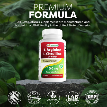 Best Naturals L-Arginine L-Citruline Complex Tablets, 250 Count - PrimeBioHealth - canada supplements