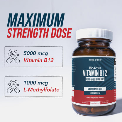 BioActive Vitamin B12 - 5000 mcg, Contains 3 BioActive Forms B12 Plus Methylfolate Cofactor - Methyl B12, Adenosyl B12 & Hydroxy B12 | Supports Energy - PrimeBioHealth - canada supplements