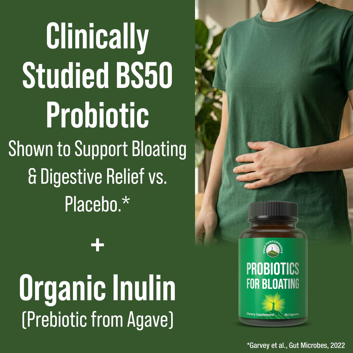 Bloat and Gas Probiotic - Proven Relief with Clinically Studied Bacillus Subtilis BS50 + Prebiotic Fiber - Fast Acting Anti Bloating Pills Supplement - PrimeBioHealth - canada supplements