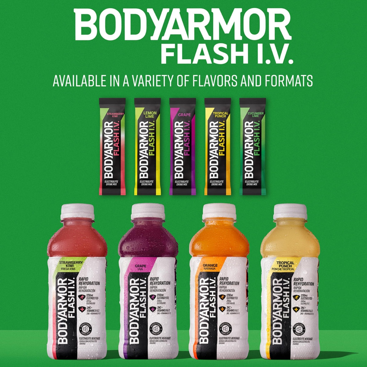 BODYARMOR Flash IV Electrolyte Packets, Strawberry Kiwi - Zero Sugar Drink Mix, Single Serve Packs, Coconut Water Powder (6 Count) - PrimeBioHealth - canada supplements