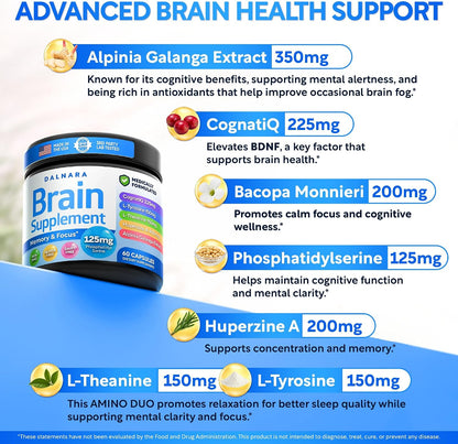 Brain Fog Supplement for Women – Memory & Focus Support for Perimenopause and Menopause – Cognitive Support with Phosphatidylserine, CognatiQ & L-Theanine – Brain Health Capsules – 60 Count - PrimeBioHealth - canada supplements