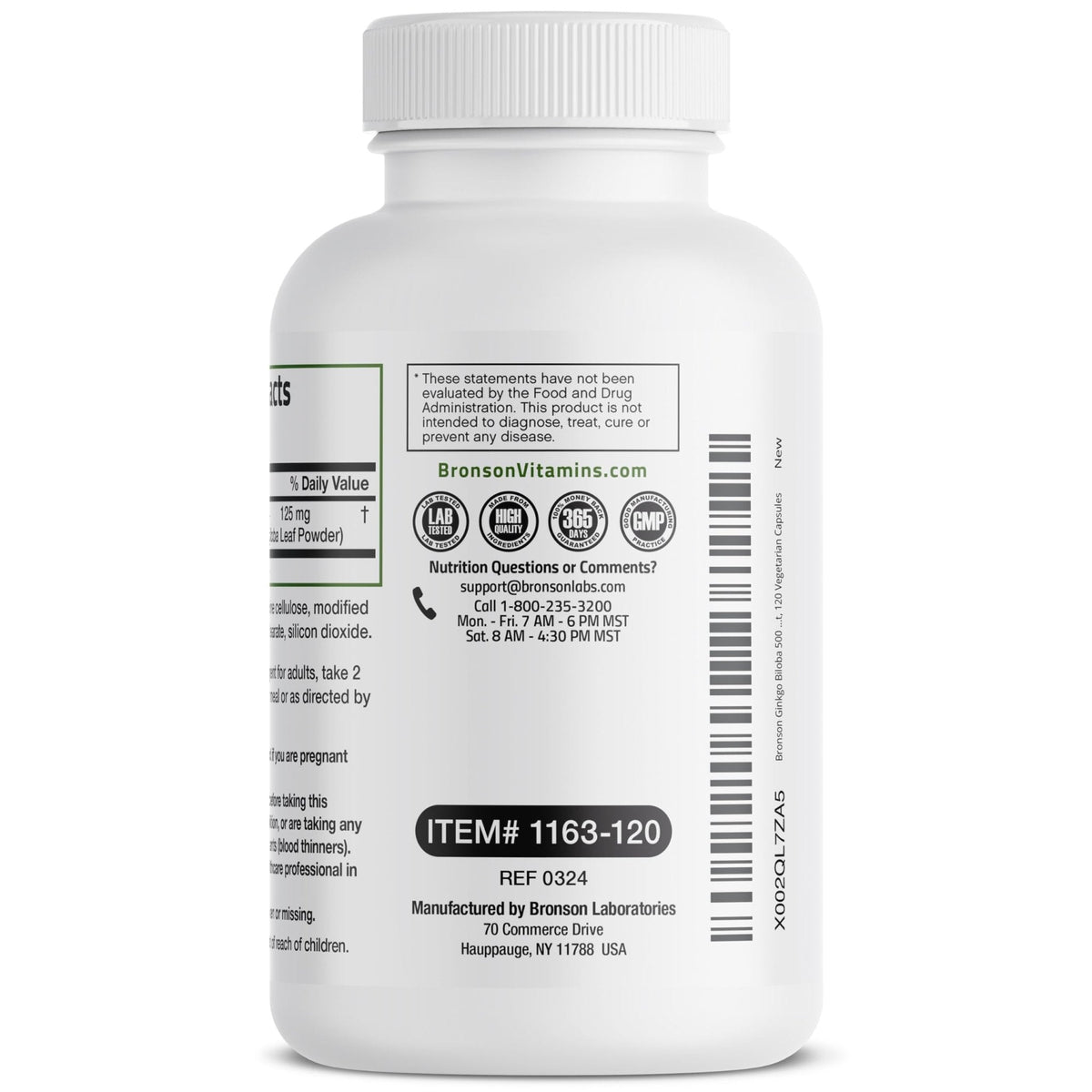 Bronson Ginkgo Biloba Extra Strength Supports Brain Function & Memory Support, 120 Vegetarian Capsules - PrimeBioHealth - canada supplements