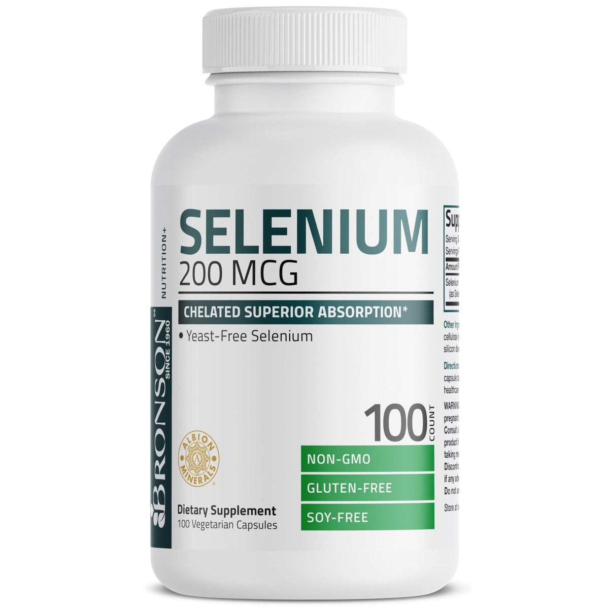 Bronson Selenium 200 mcg – Yeast Free Chelated Amino Acid Complex - Essential Trace Mineral with Superior Absorption, 250 Vegetarian Capsules - PrimeBioHealth - canada supplements