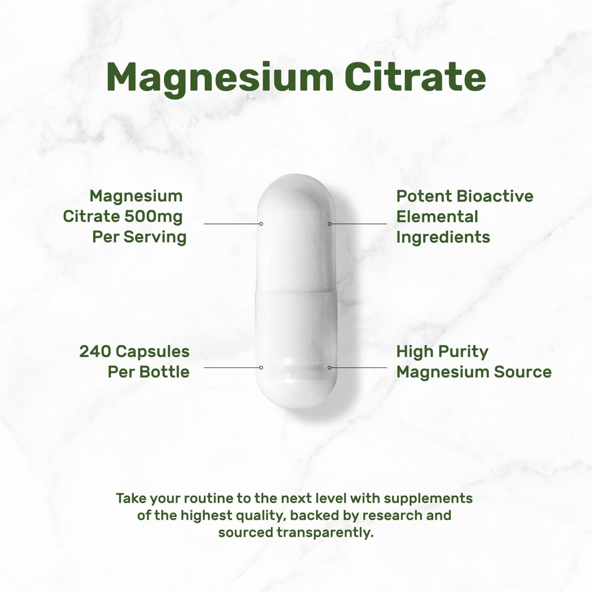 DEAL SUPPLEMENT Magnesium Citrate 500mg, 240 Capsules | Easily Absorbed, Purified Trace Mineral – One a Day, Non-GMO - PrimeBioHealth - canada supplements
