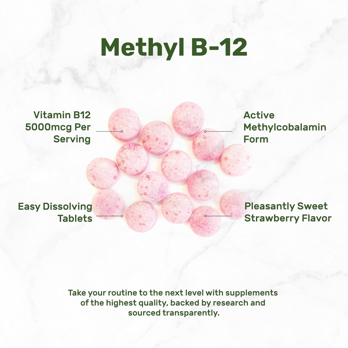 DEAL SUPPLEMENT Methyl B-12 Vitamins 5000 mcg Per Serving, 240 Tablets | Active Form - Strawberry Flavored - Vitamin B12 Supplement for Women & Men - GMO Free & Gluten Free - PrimeBioHealth - canada supplements