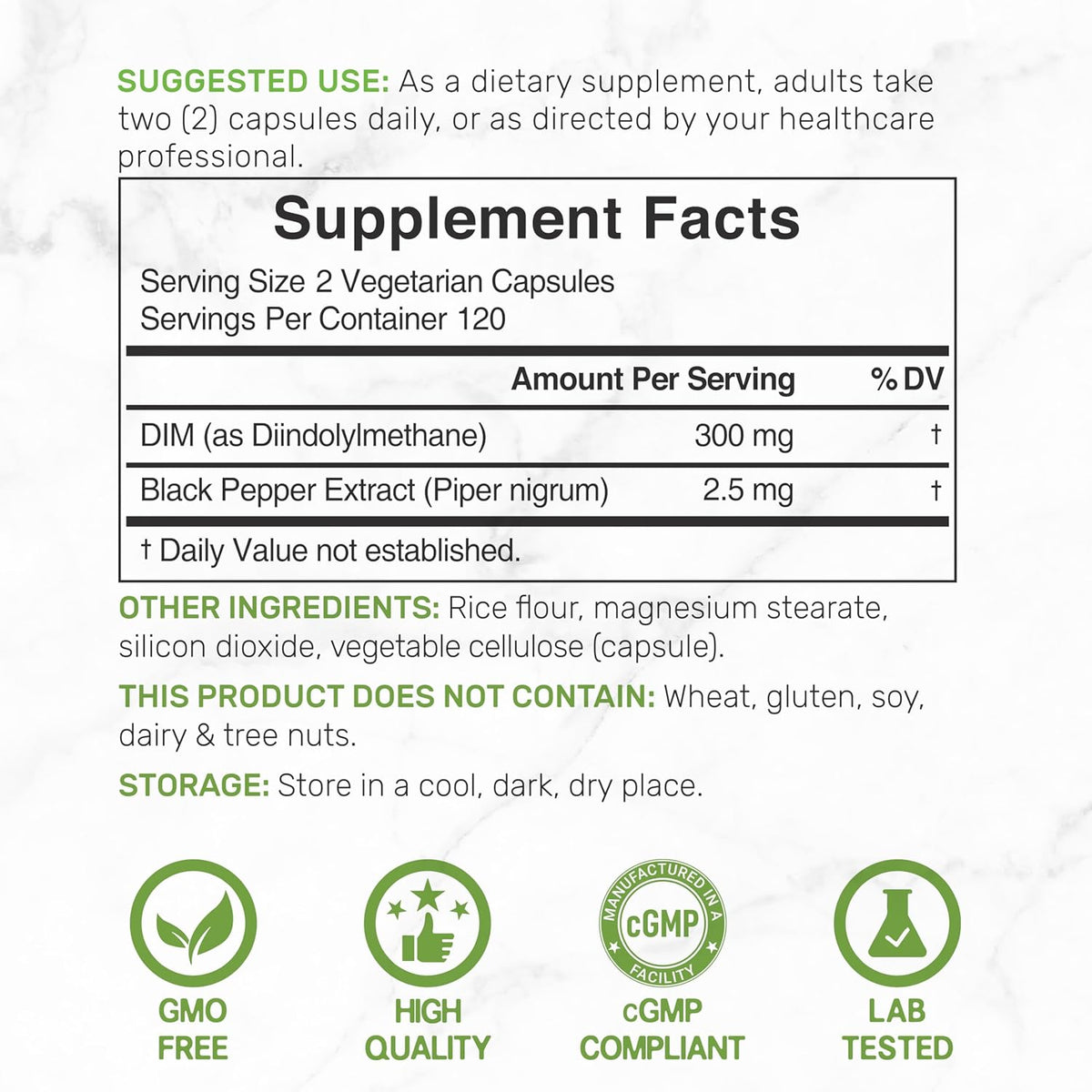 DIM Supplement 300mg with Black Pepper, 240 Vegetarian Caps, 4 Months Supply | 2-in-1 Dim Supplement for Women & Men | Diindolylmethane Plus Black Pepper Extract for Enhanced Absorption* - PrimeBioHealth - canada supplements