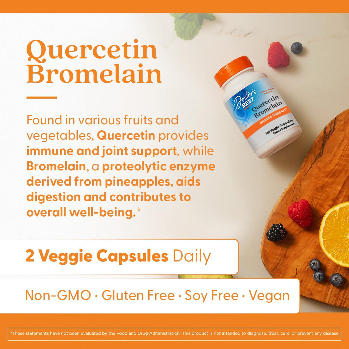 Doctor's Best Quercetin Bromelain, Immunity Support Capsule, Heart, Joint & Healthy Respiratory System, Non-GMO, Vegan, Gluten Free, Soy Free,180 VC - PrimeBioHealth - canada supplements